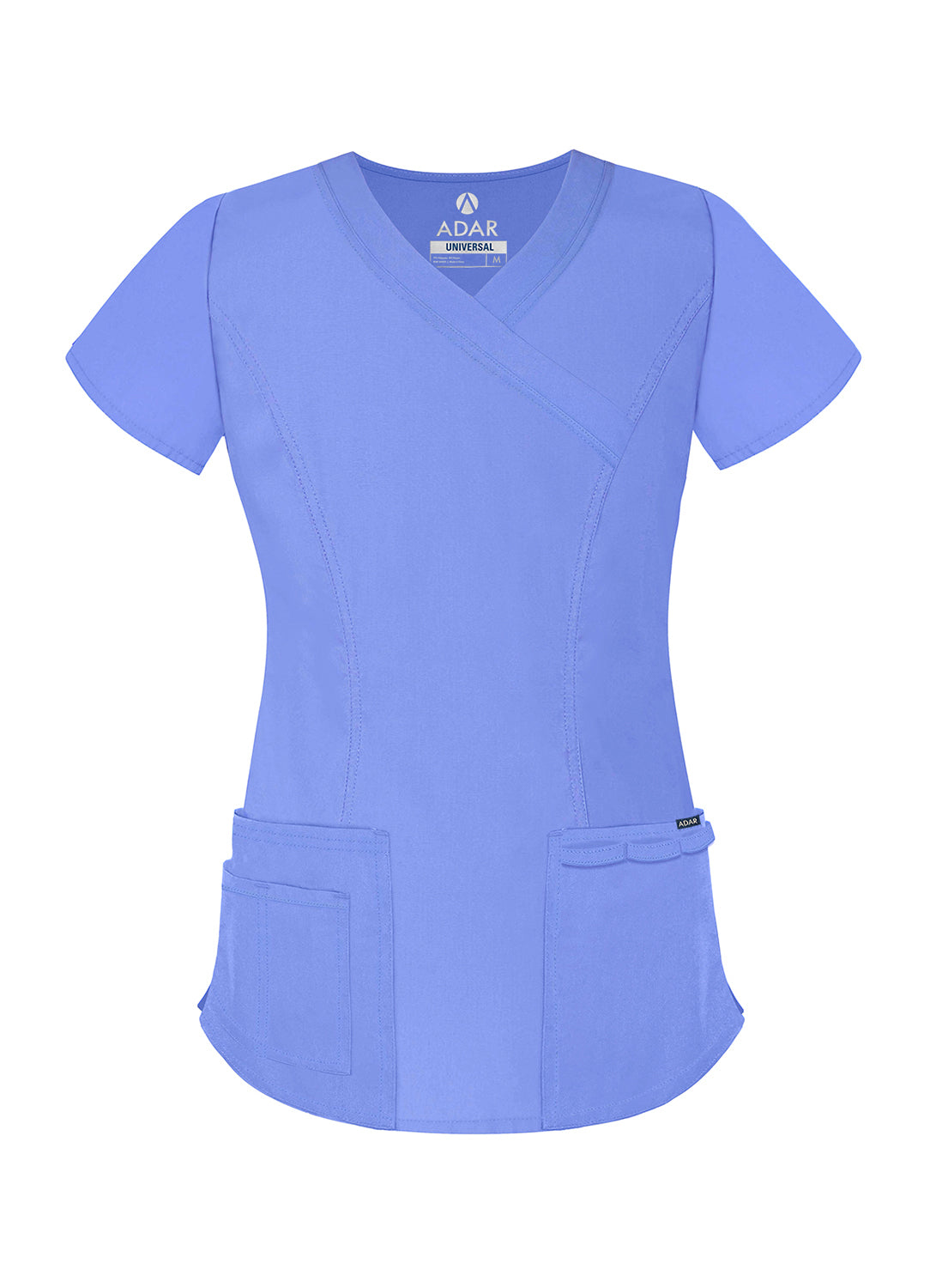 Adar Universal Double Stitched Mock Wrap Scrub Top