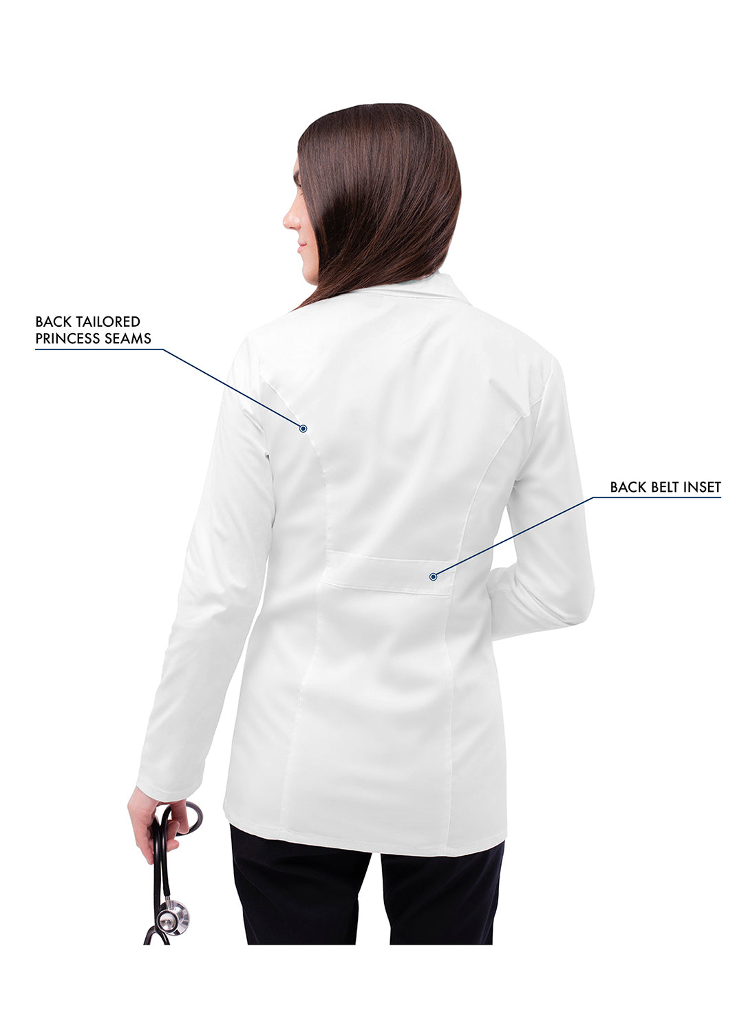 Adar Universal STRETCH Women's 28 inch Tab-Waist Lab Coat