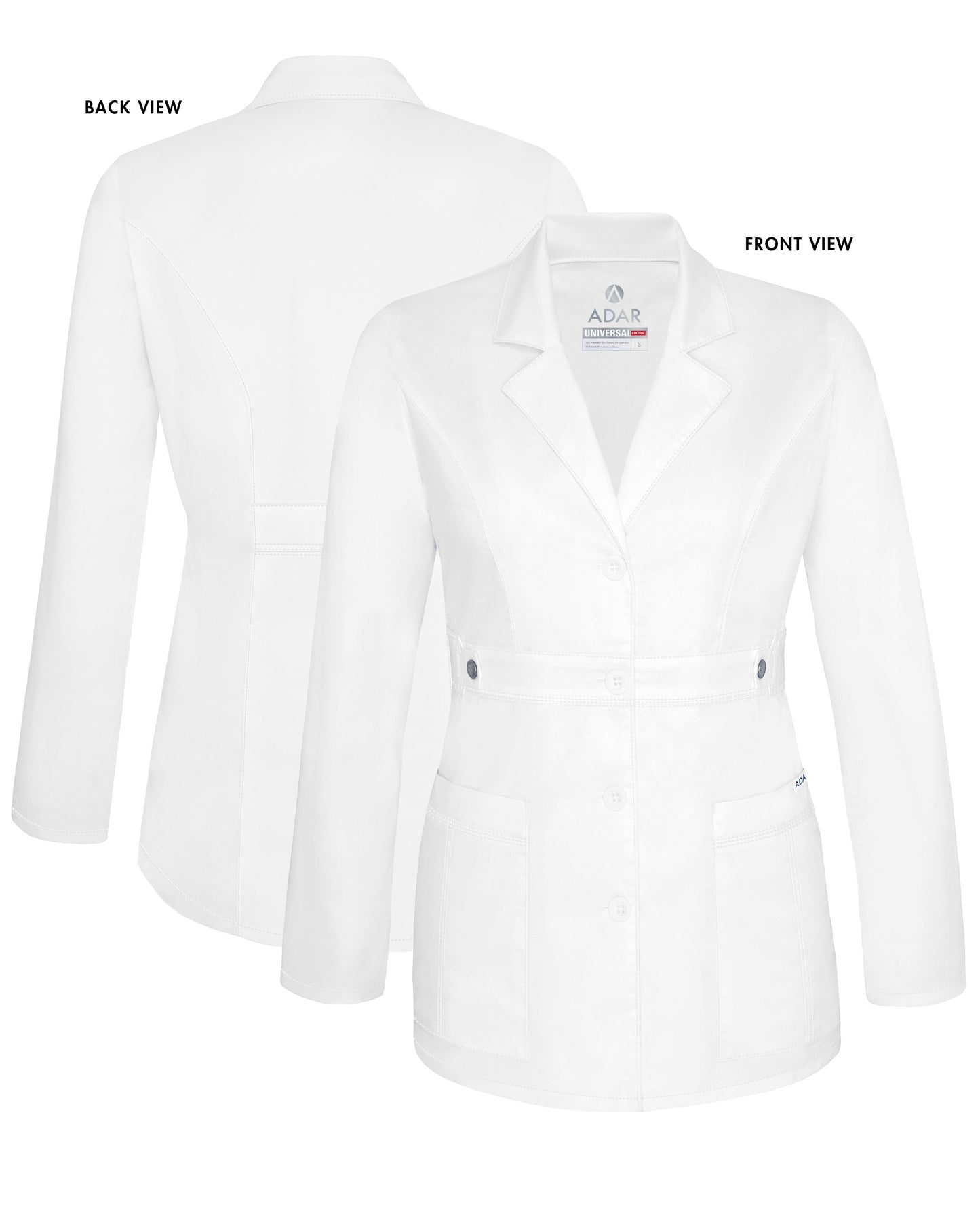 Adar Universal STRETCH Women's 28 inch Tab-Waist Lab Coat