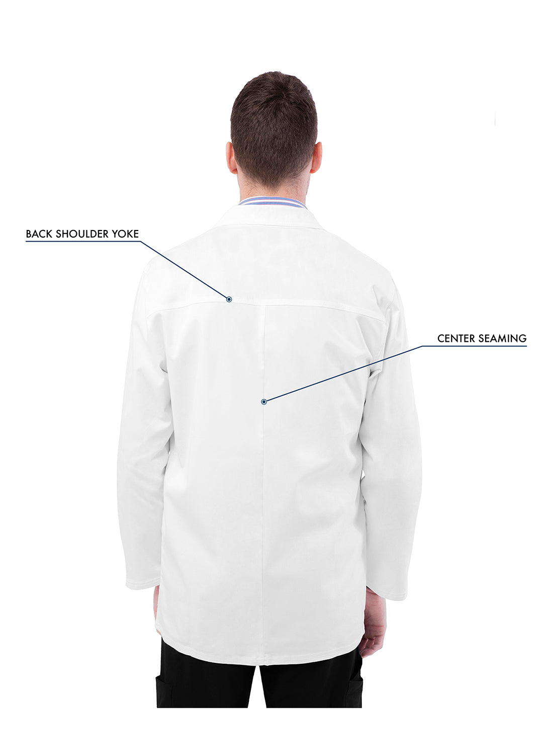 Adar Universal STRETCH Mens 31 inch Snap Front Lab Coat