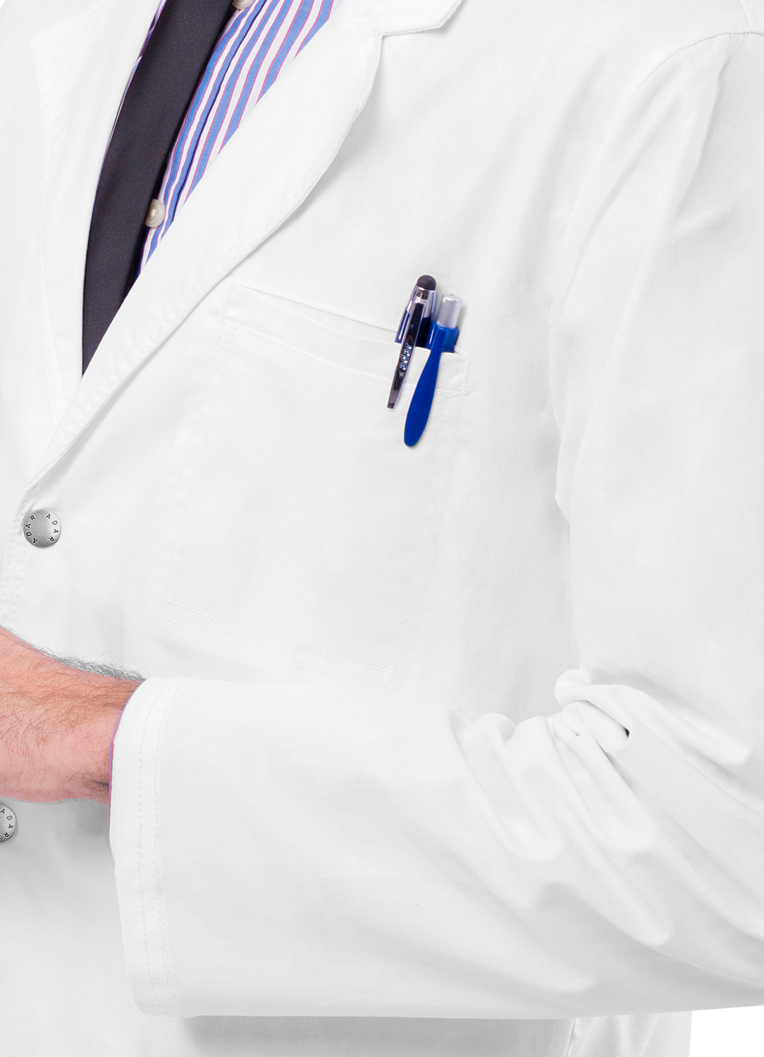 Adar Universal STRETCH Mens 31 inch Snap Front Lab Coat