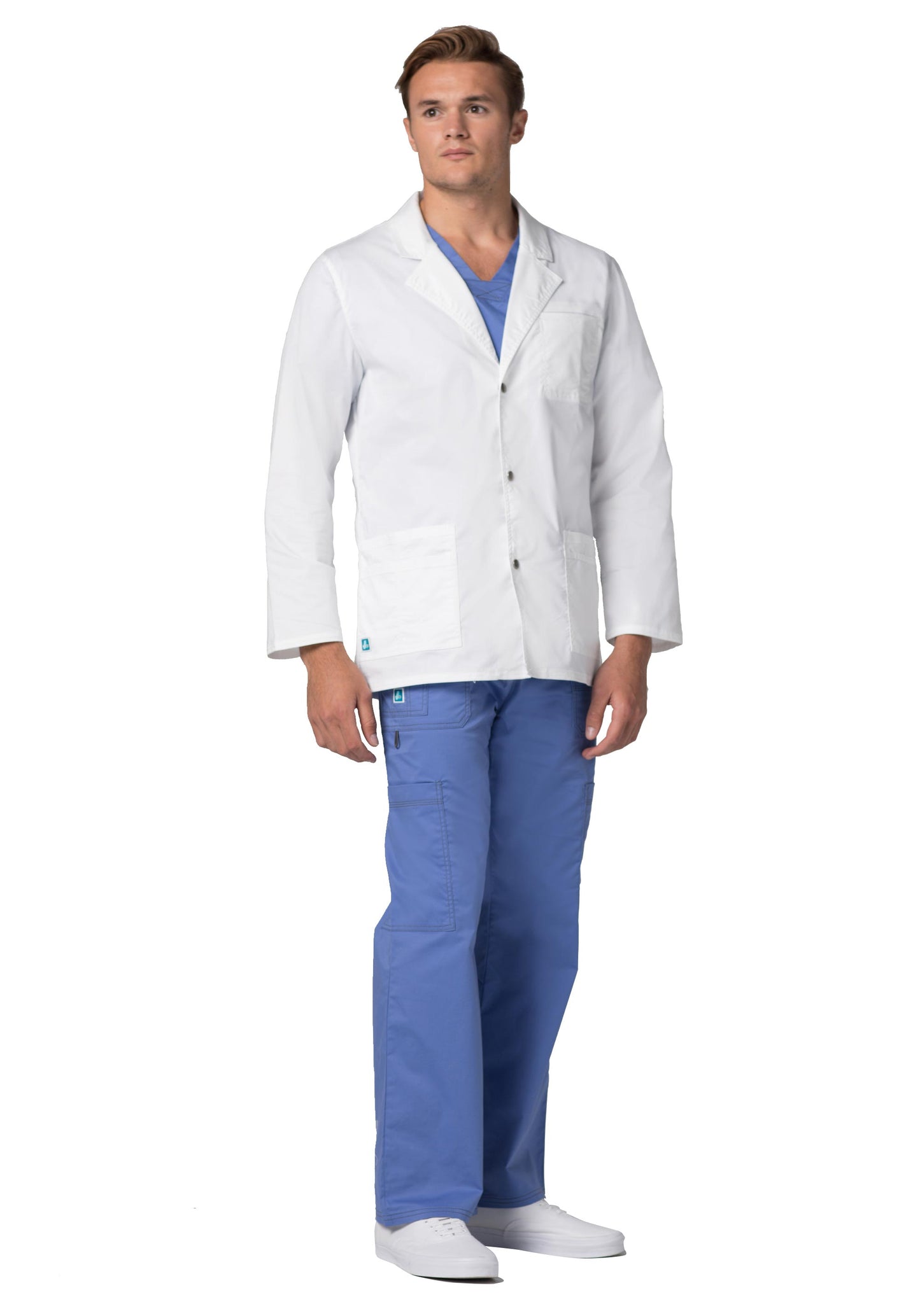 Adar Universal STRETCH Mens 31 inch Snap Front Lab Coat