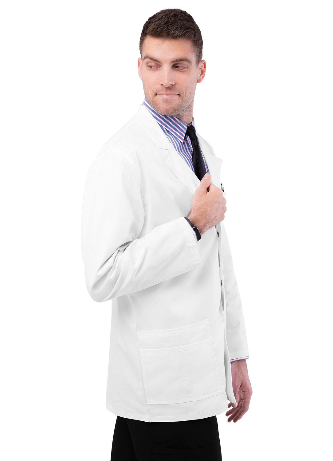 Adar Universal STRETCH Mens 31 inch Snap Front Lab Coat