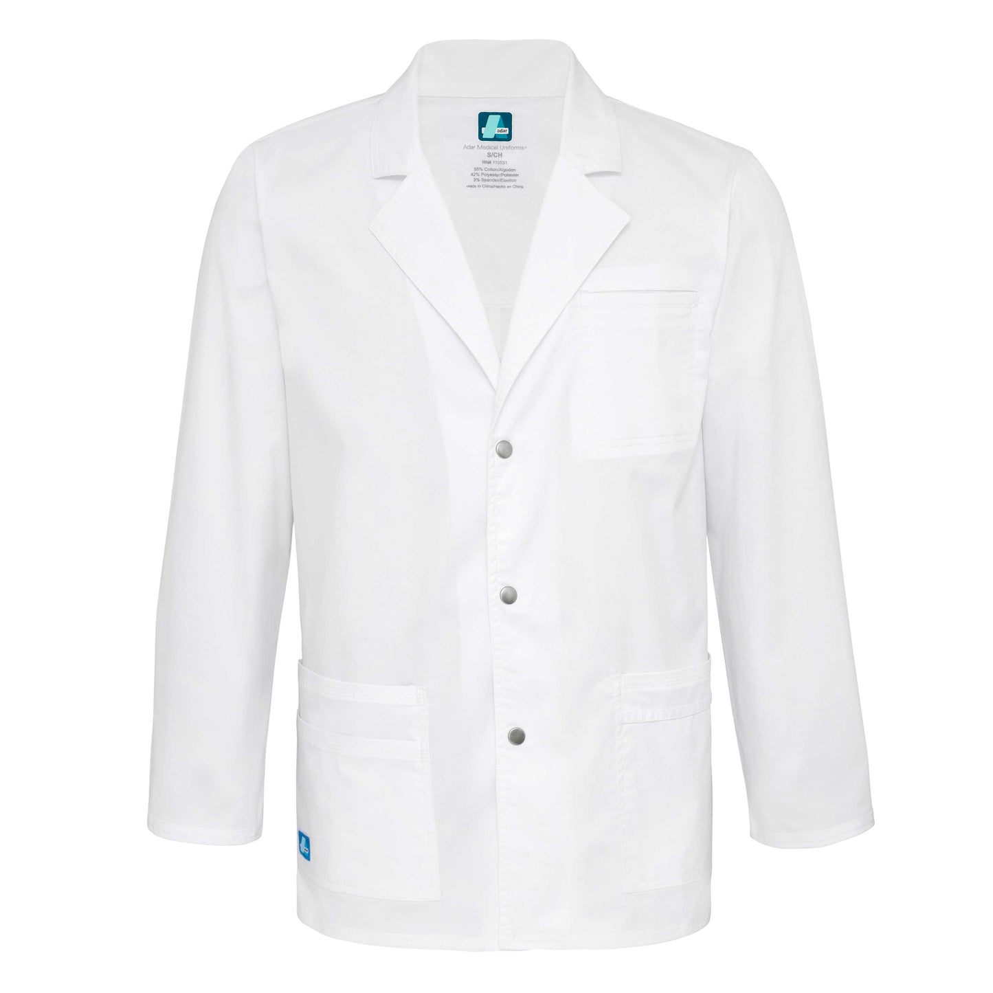 Adar Universal STRETCH Mens 31 inch Snap Front Lab Coat