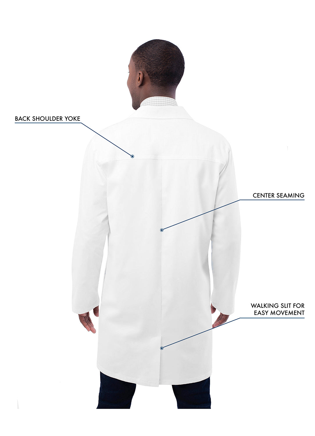 Adar Universal STRETCH Unisex 36 inch Snap Front Lab Coat
