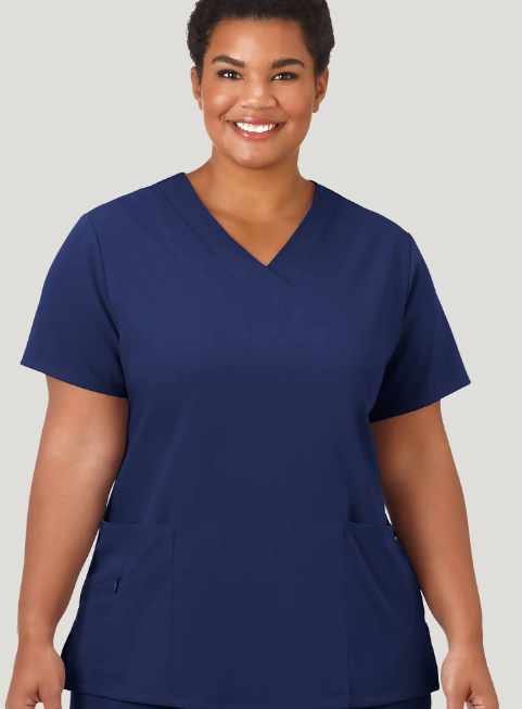 Jockey Women's Scrubs V-Neck Crossover Scrub Top, New Navy, M