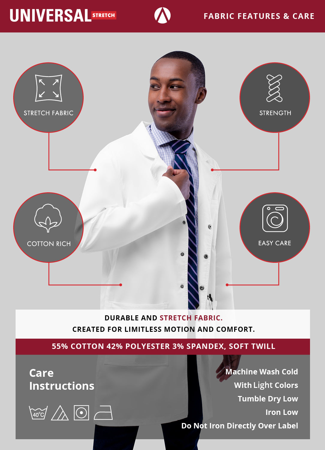 Adar Universal STRETCH Women's 28 inch Tab-Waist Lab Coat