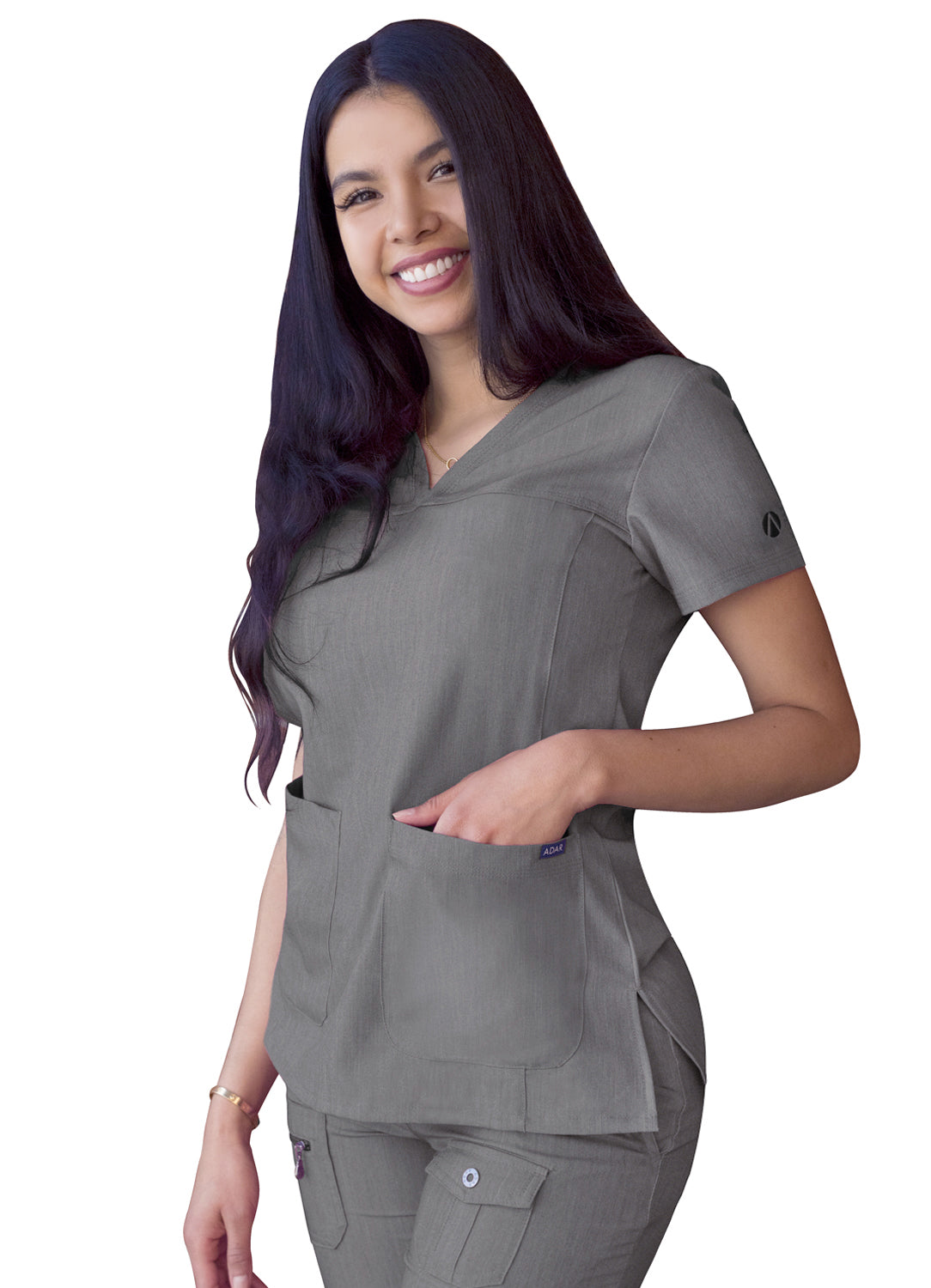 ADAR Pro Heather Women's Sweetheart V-neck Scrub Top