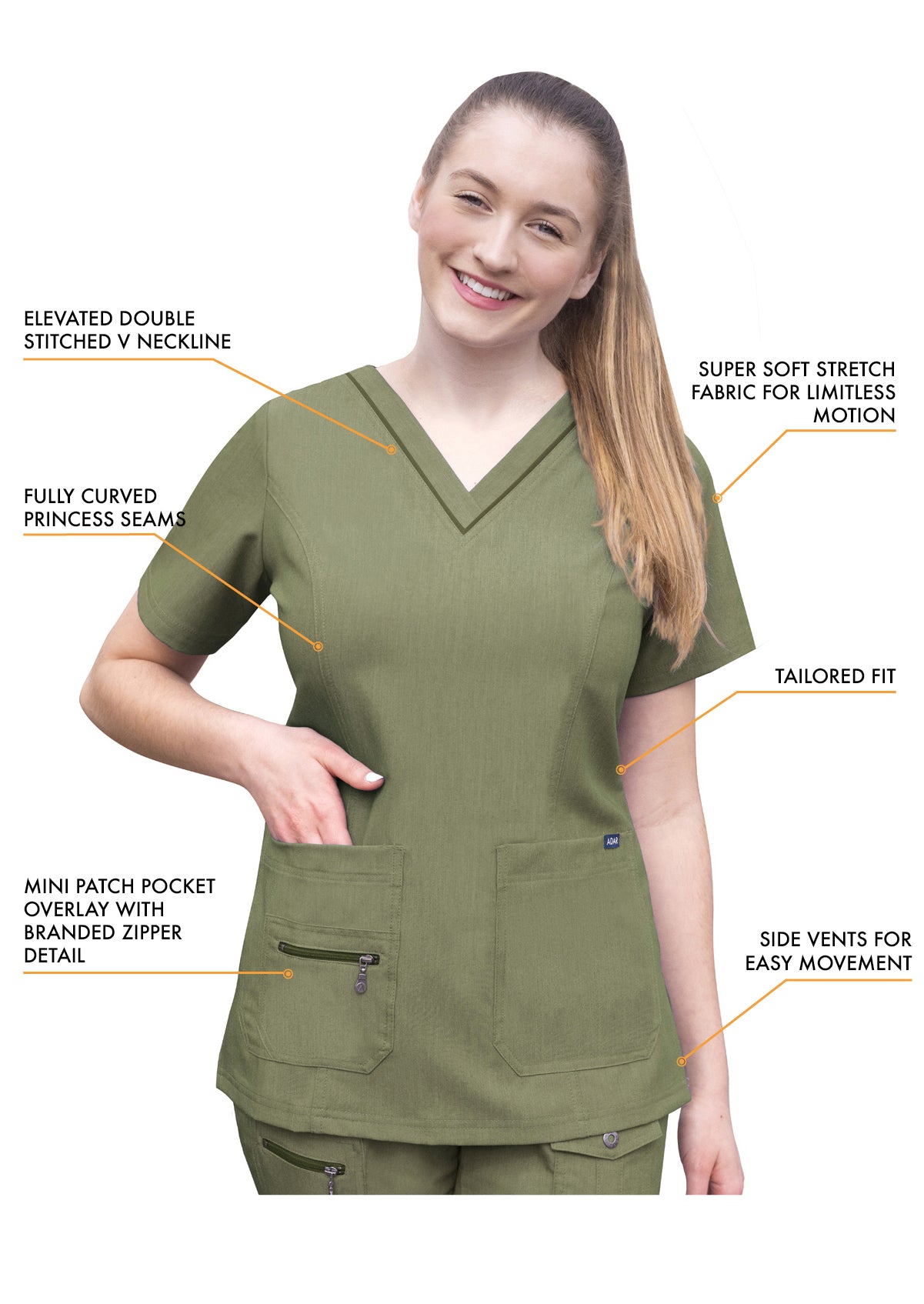 ADAR Pro Women's Elevated V-neck Scrub Top