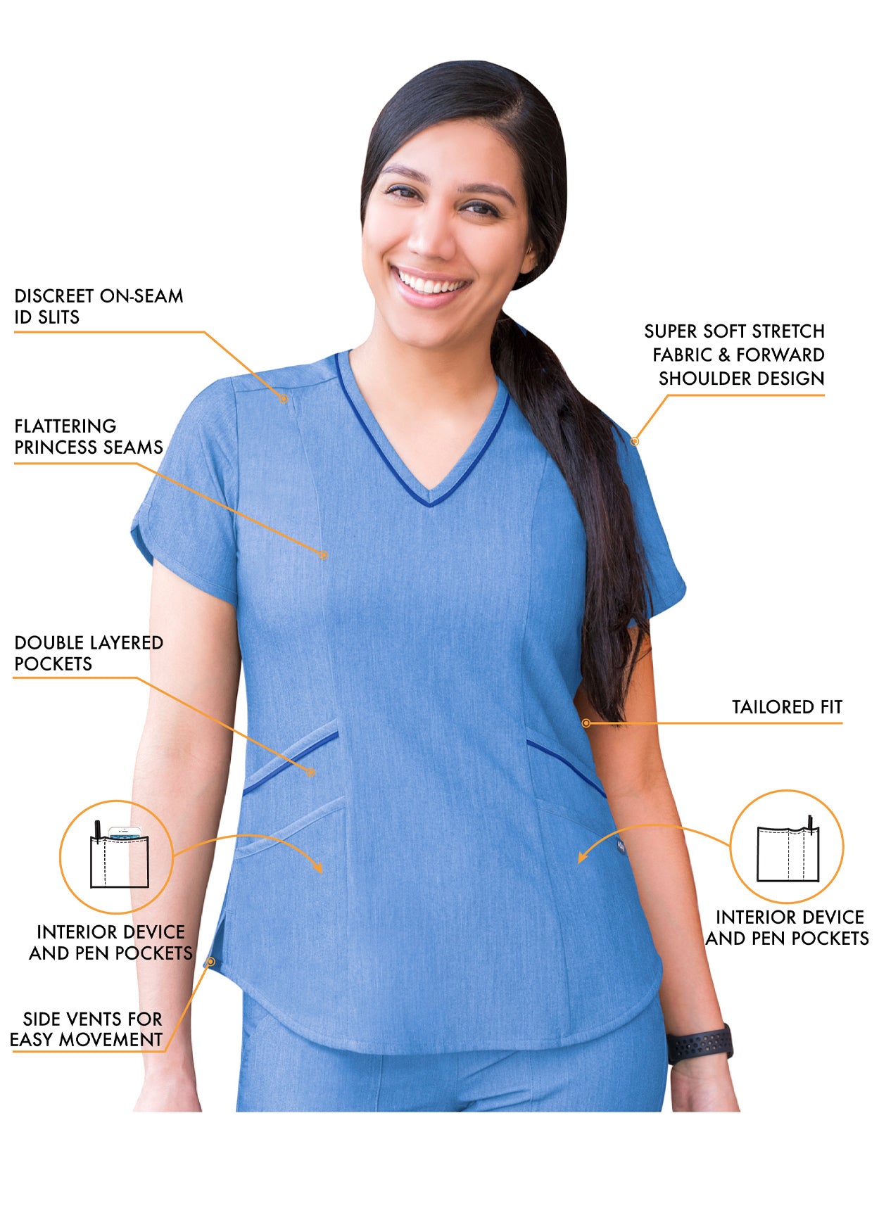 ADAR Pro Women's Modern V-Neck Scrub Top