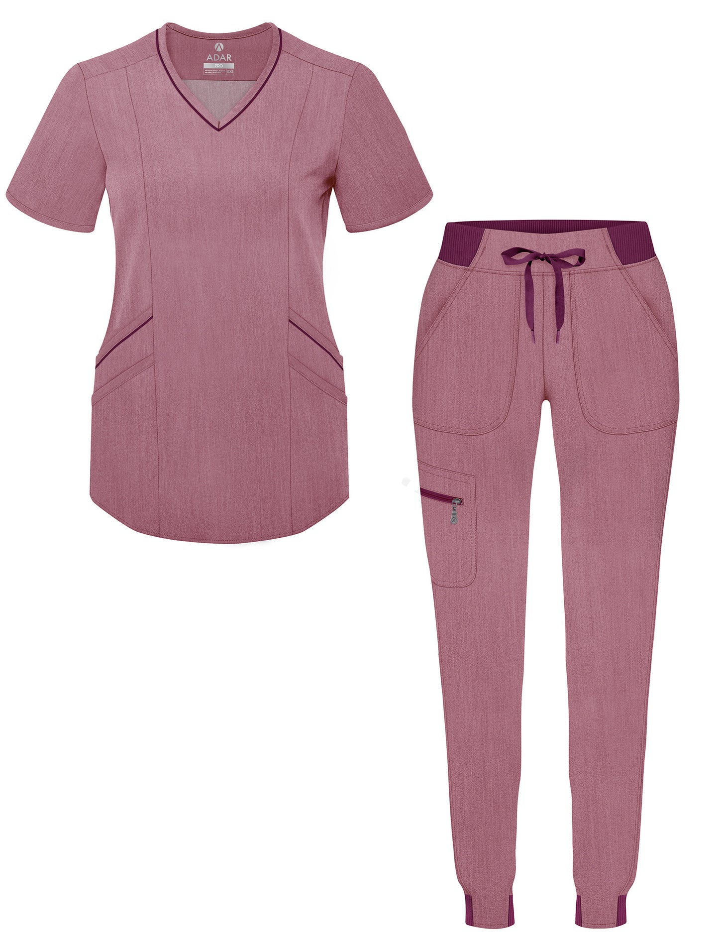 ADAR Pro Heather Women's Modern Athletic Jogger Scrub Set