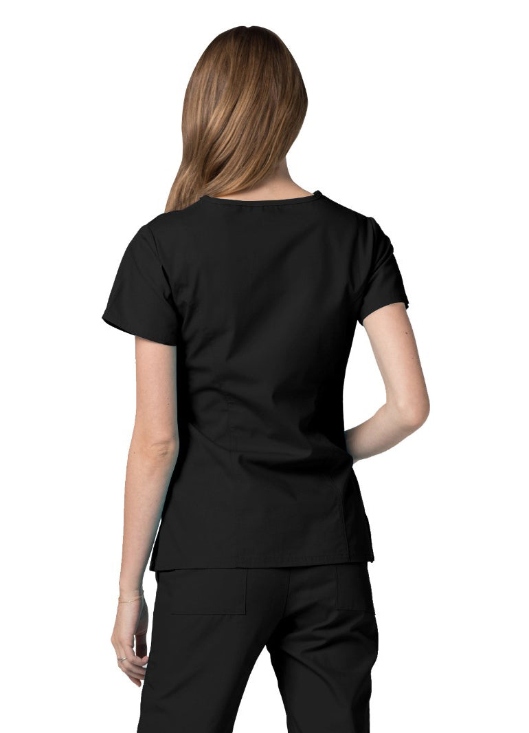 Adar Universal Double Stitched Mock Wrap Scrub Top