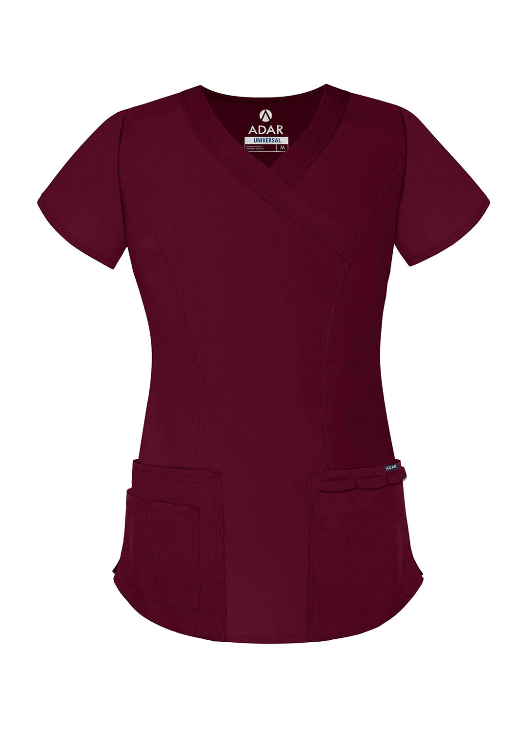 Adar Universal Double Stitched Mock Wrap Scrub Top