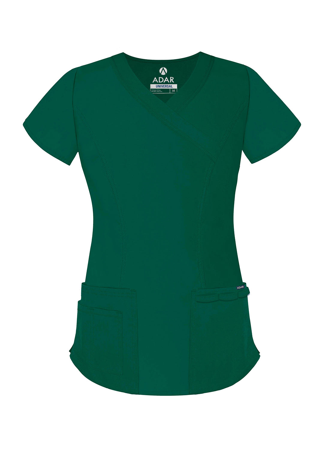 Adar Universal Double Stitched Mock Wrap Scrub Top