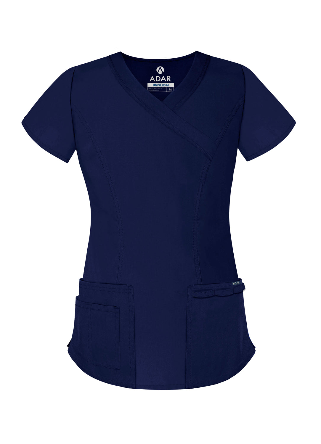 Adar Universal Double Stitched Mock Wrap Scrub Top