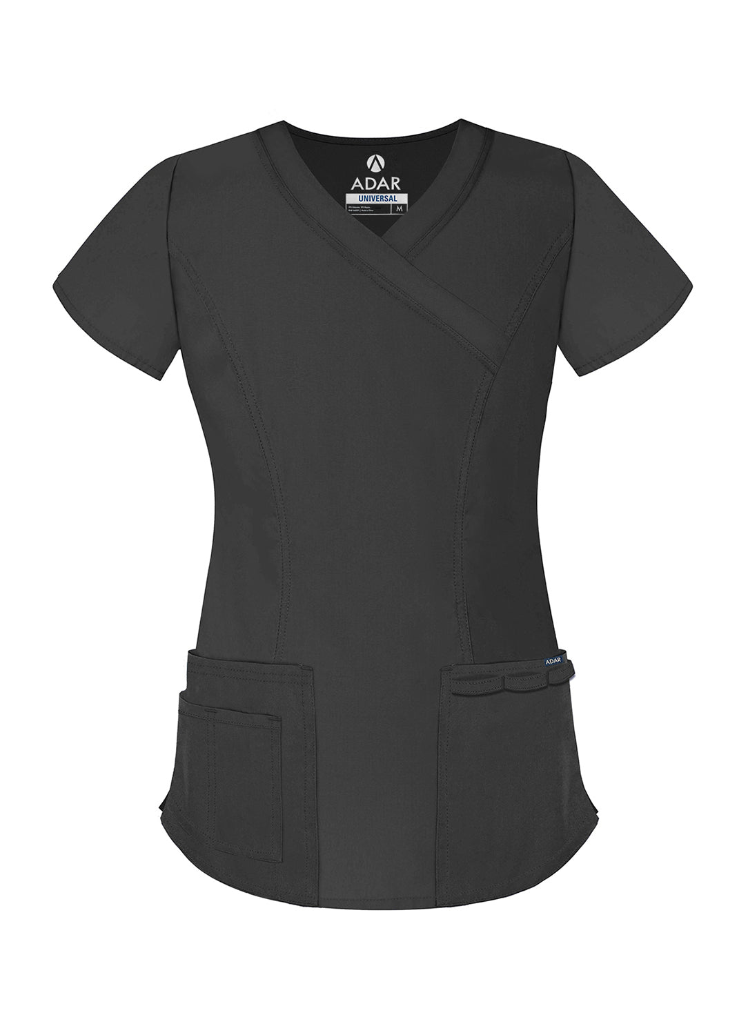 Adar Universal Double Stitched Mock Wrap Scrub Top