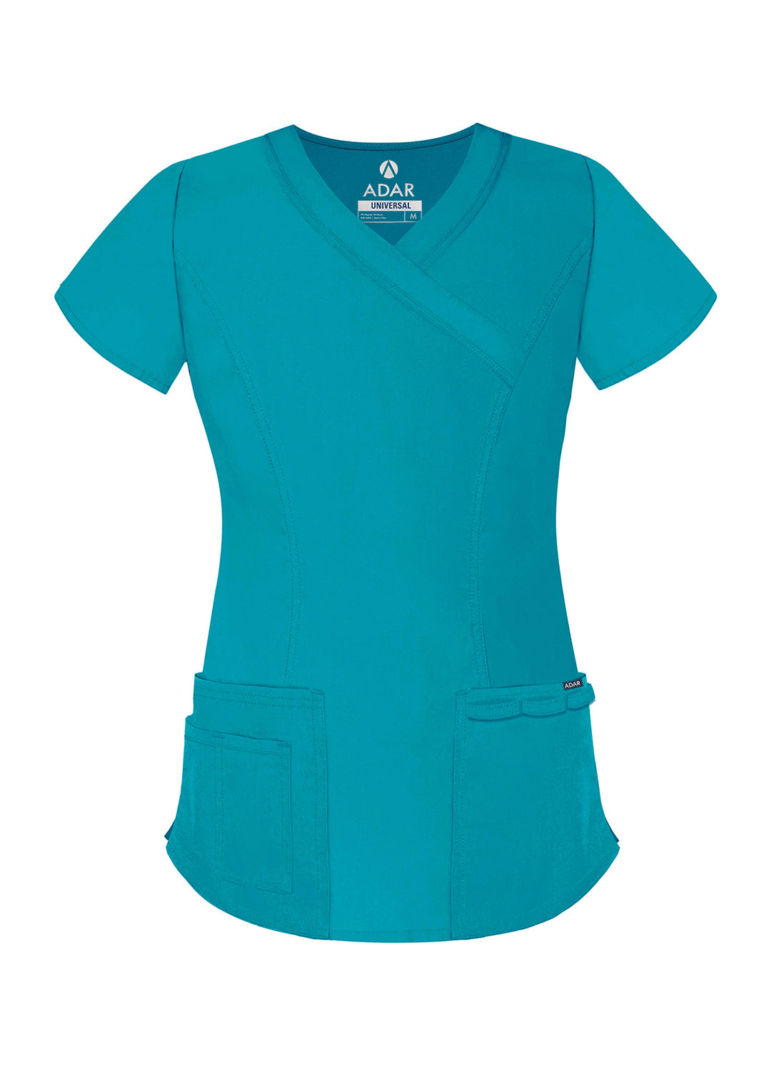 Adar Universal Double Stitched Mock Wrap Scrub Top