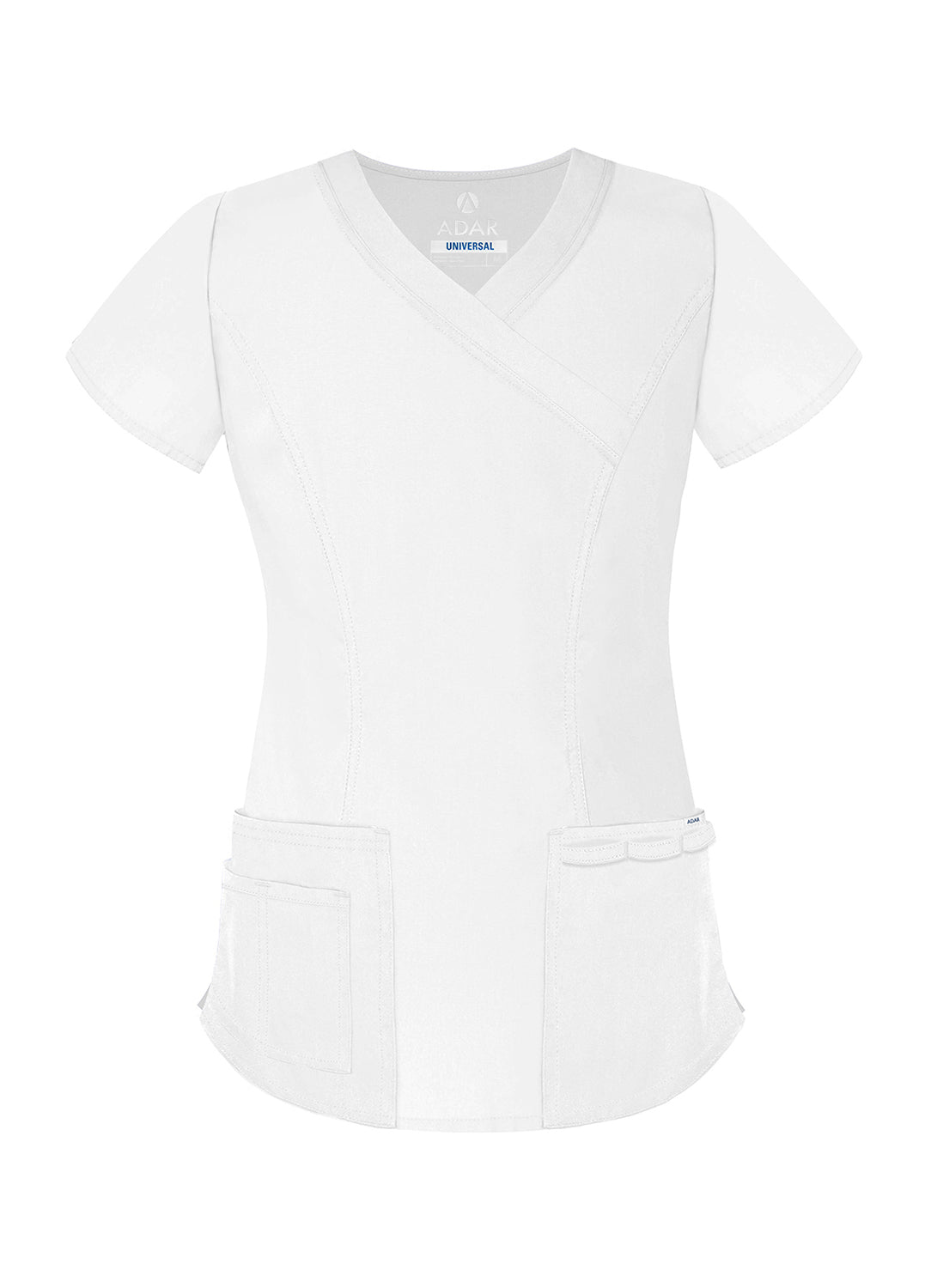 Adar Universal Double Stitched Mock Wrap Scrub Top