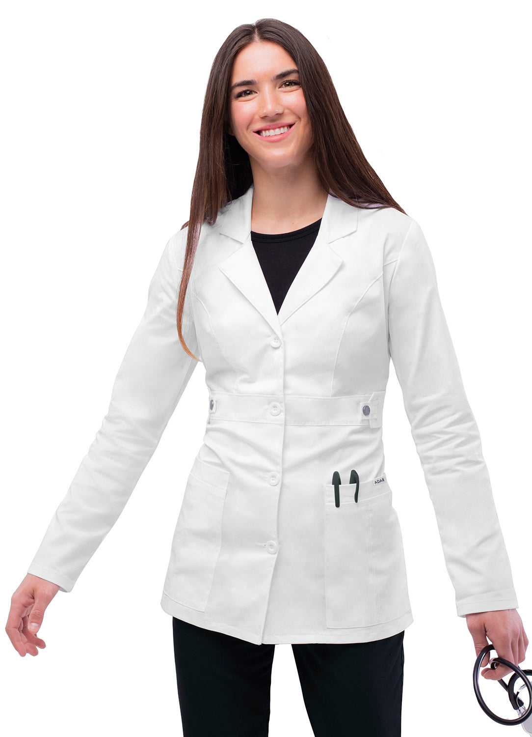 Adar Universal STRETCH Women's 28 inch Tab-Waist Lab Coat