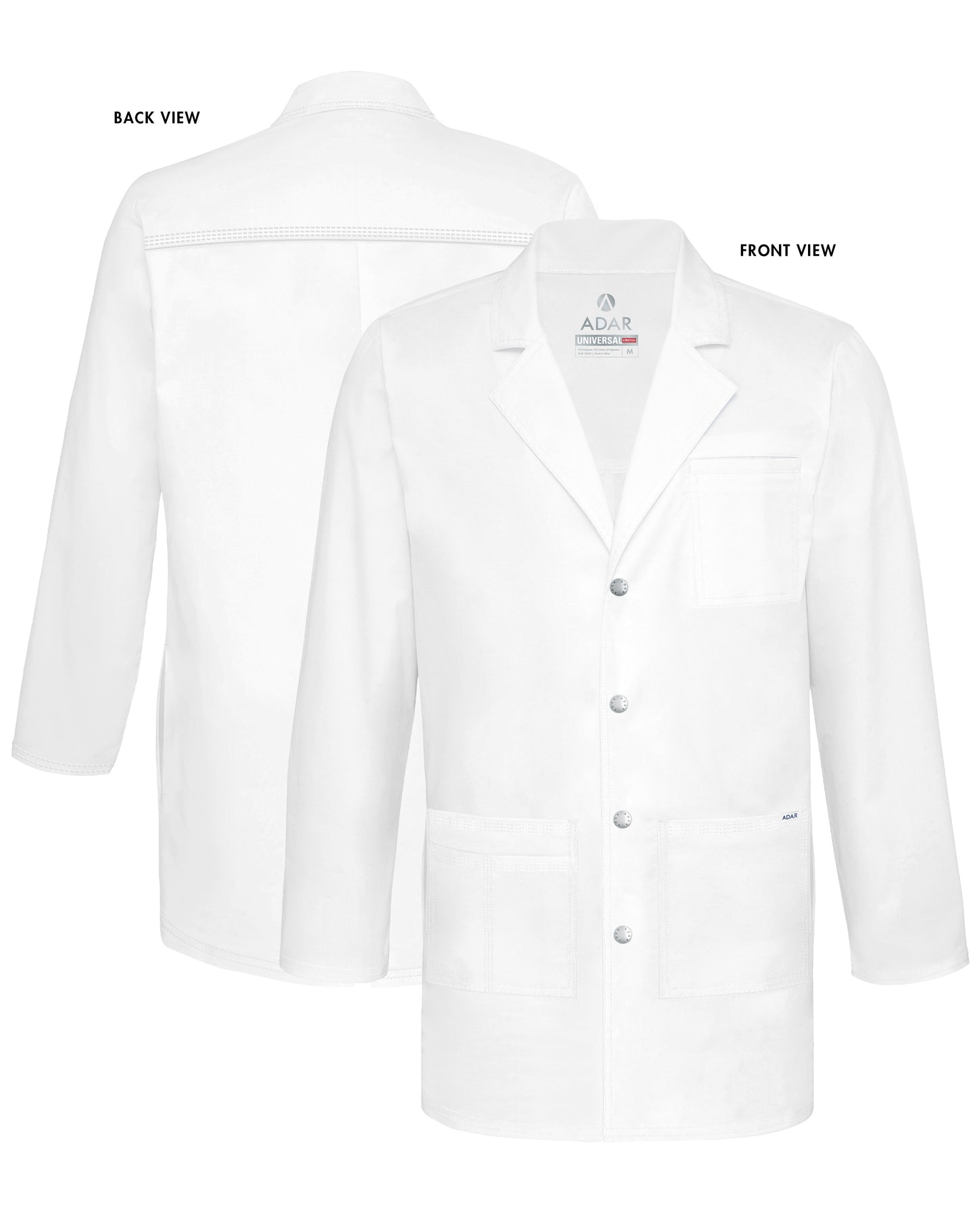 Adar Universal STRETCH Unisex 36 inch Snap Front Lab Coat