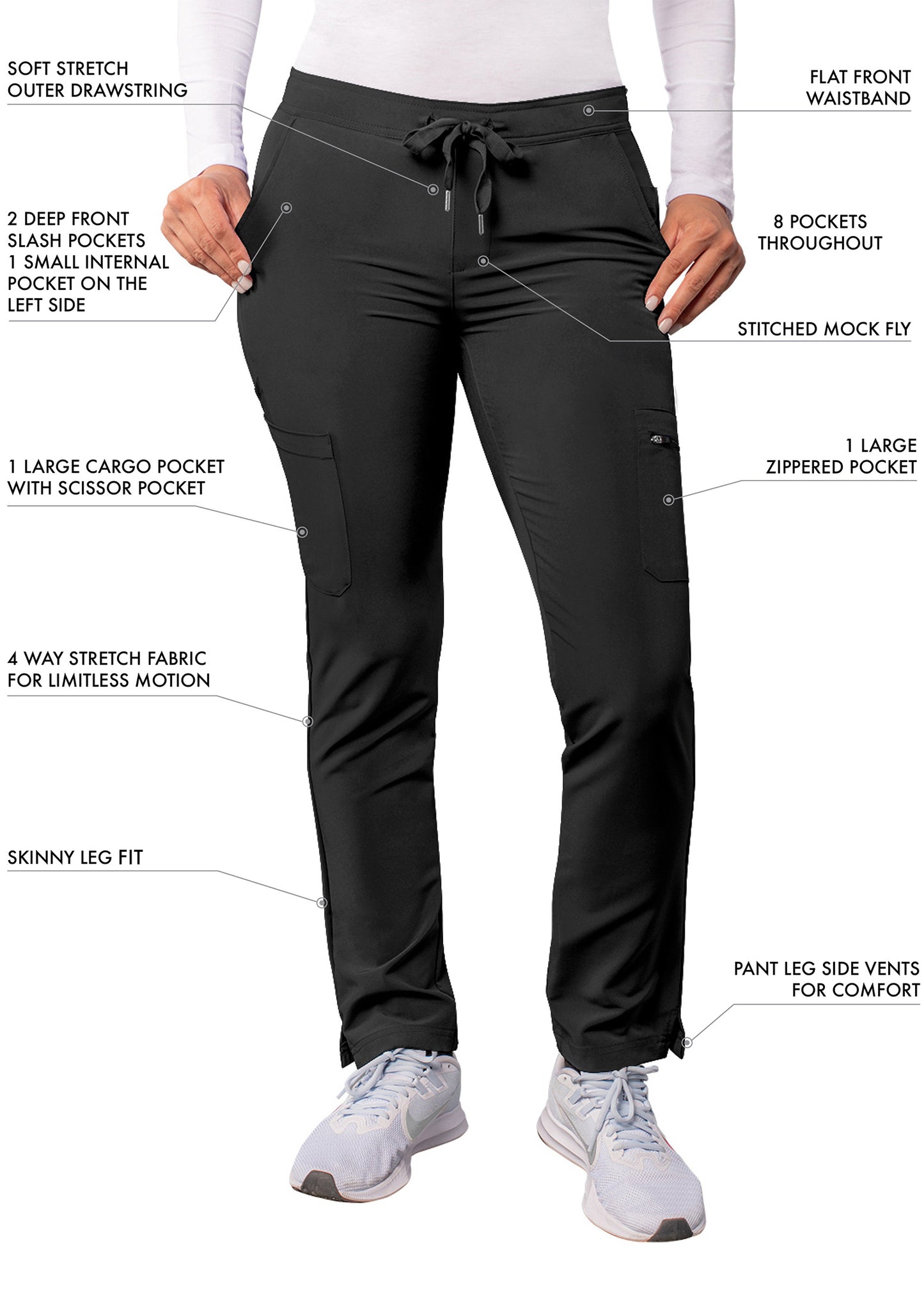 ADAR Addition Women's Skinny Leg Cargo Drawstring Pant