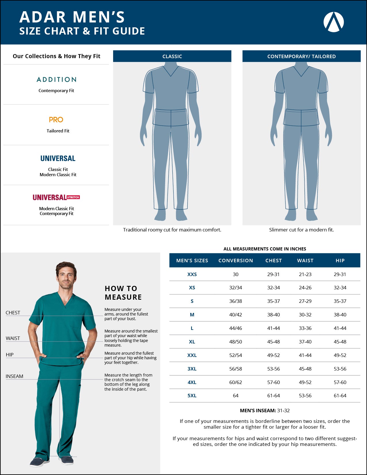 ADAR Addition Men's Modern Multi-pocket V-Neck Scrub Top