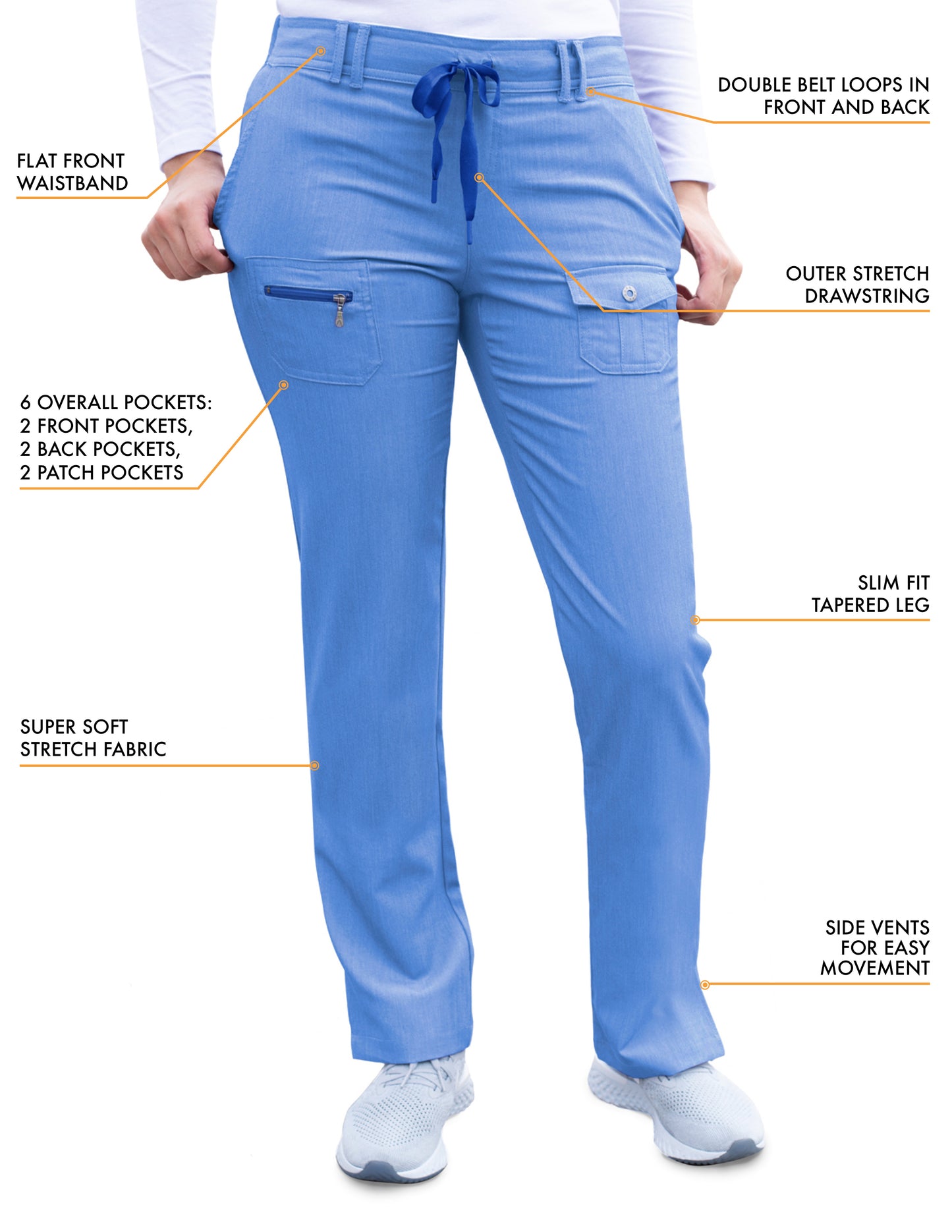 ADAR Pro Heather Women's Slim Fit 6 Pocket Pant  PETITE