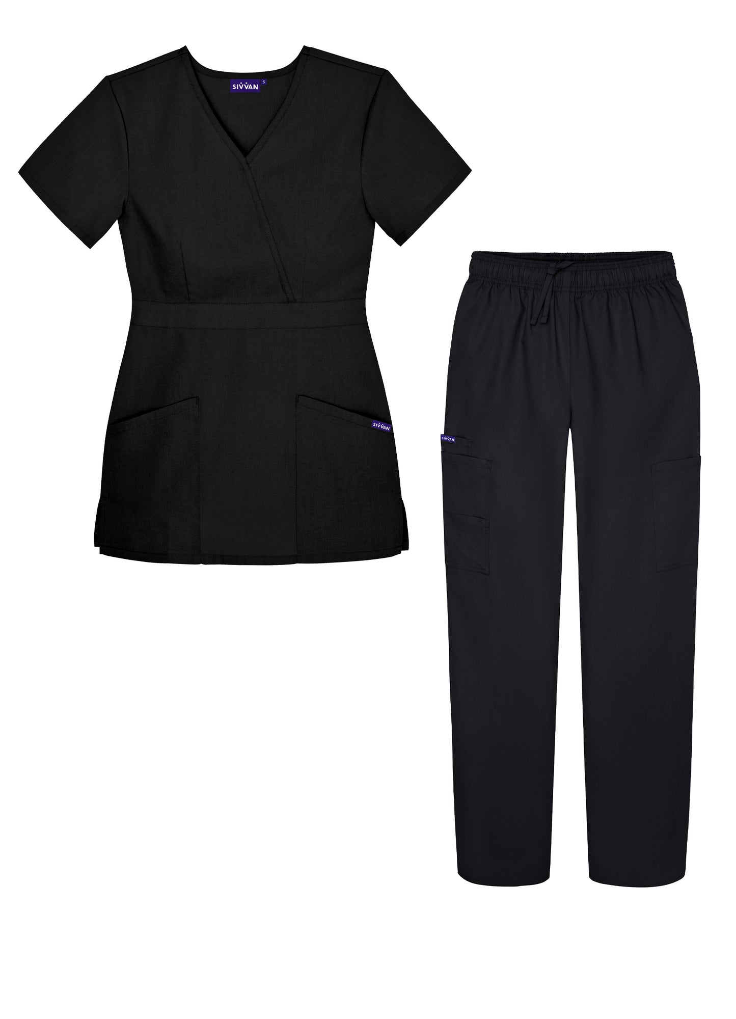Sivvan Women's Mock Wrap Top/Cargo Pant Scrub Set
