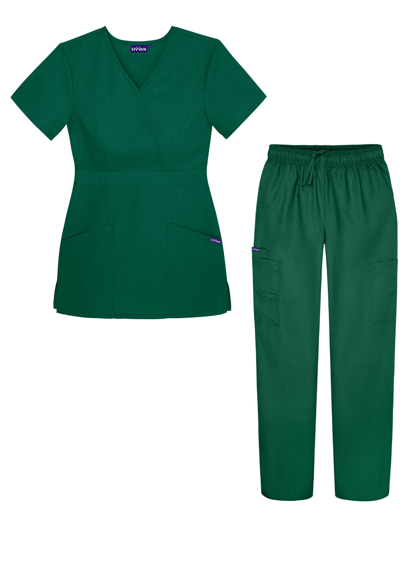 Sivvan Women's Mock Wrap Top/Cargo Pant Scrub Set