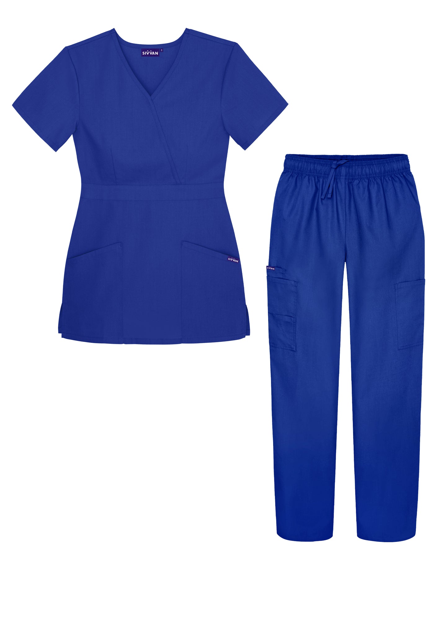 Sivvan Women's Mock Wrap Top/Cargo Pant Scrub Set